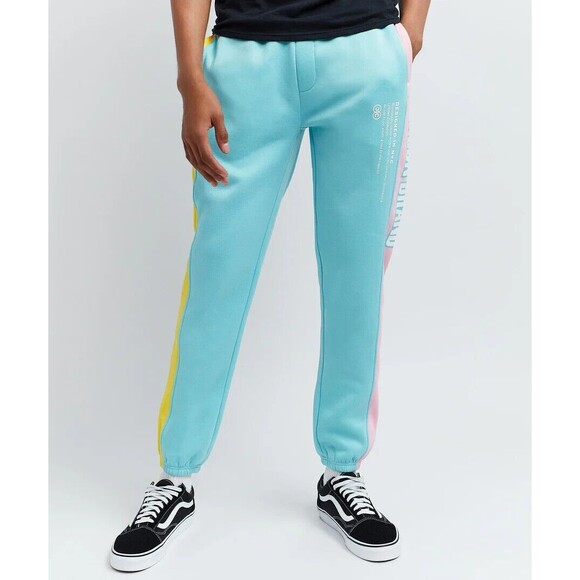 Reason Men's Pastel Blue Pink Yellow Colorblock Logo Jogger Size M - Picture 3 of 9